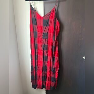 Old Navy Red and Black Plaid Maxi Dress